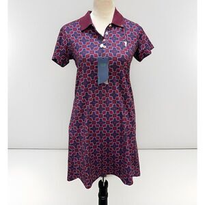 William Murray NWT Golf Short Sleeve Dress Sz Sm Geometric Purple Stretch Pocket